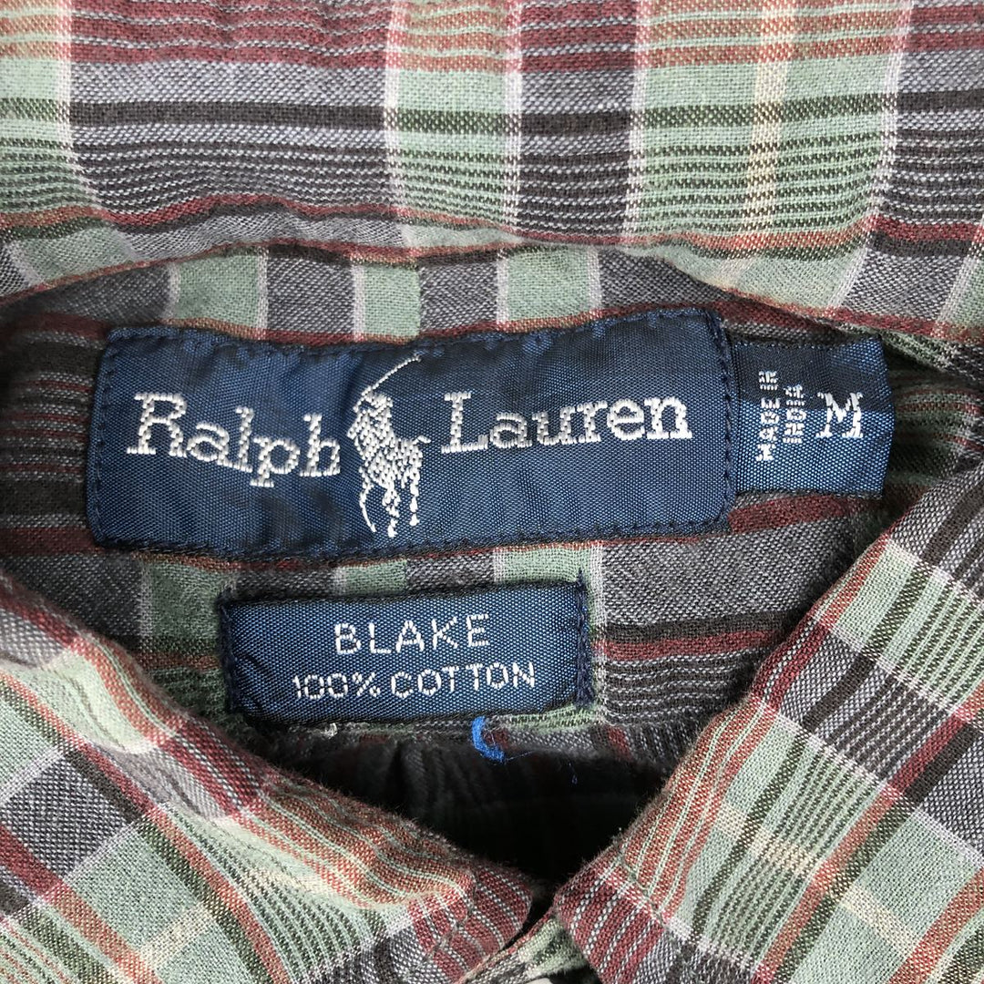 Ralph Lauren short sleeve button down check shirt, men's size M cotton multicolor Vintage Second Hand