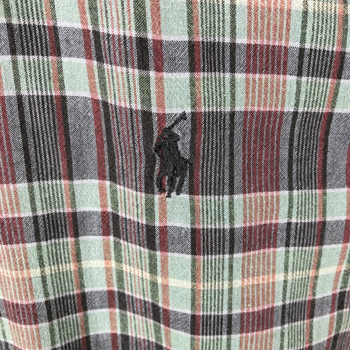 Ralph Lauren short sleeve button down check shirt, men's size M cotton multicolor Vintage Second Hand
