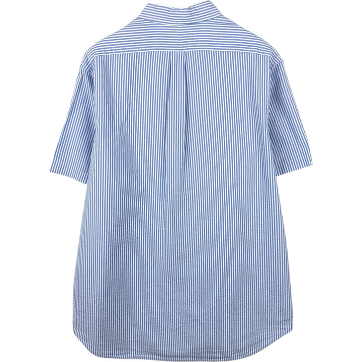 Ralph Lauren Seersucker Short Sleeve Button-Down Striped Shirt Men's XL cotton Blue type light blue Vintage Second Hand