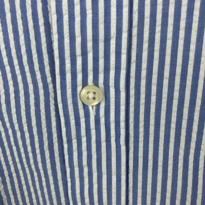 Ralph Lauren Seersucker Short Sleeve Button-Down Striped Shirt Men's XL cotton Blue type light blue Vintage Second Hand