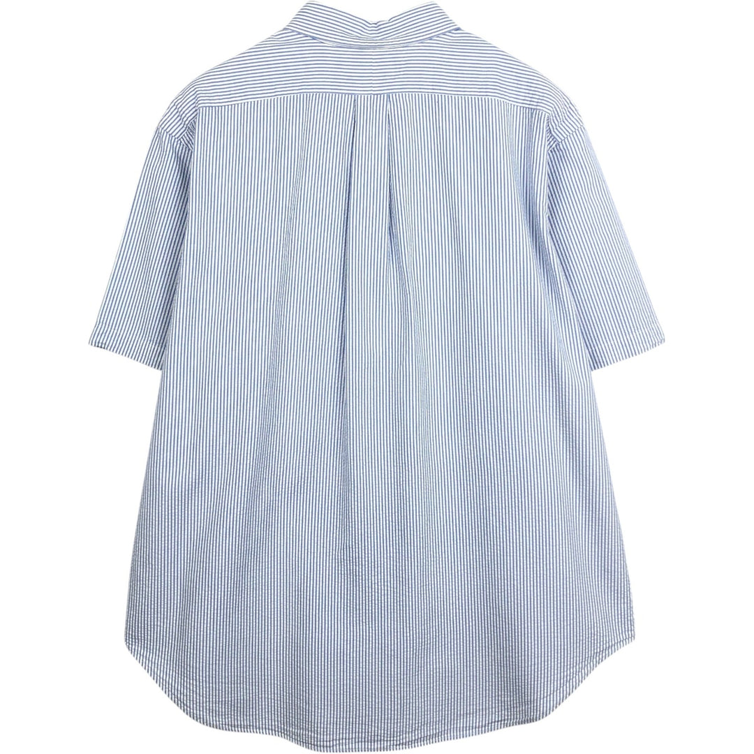 Ralph Lauren Classic Fit Seersucker Short Sleeve Button Down Striped Shirt Men's XL unclear blue type Vintage Second Hand