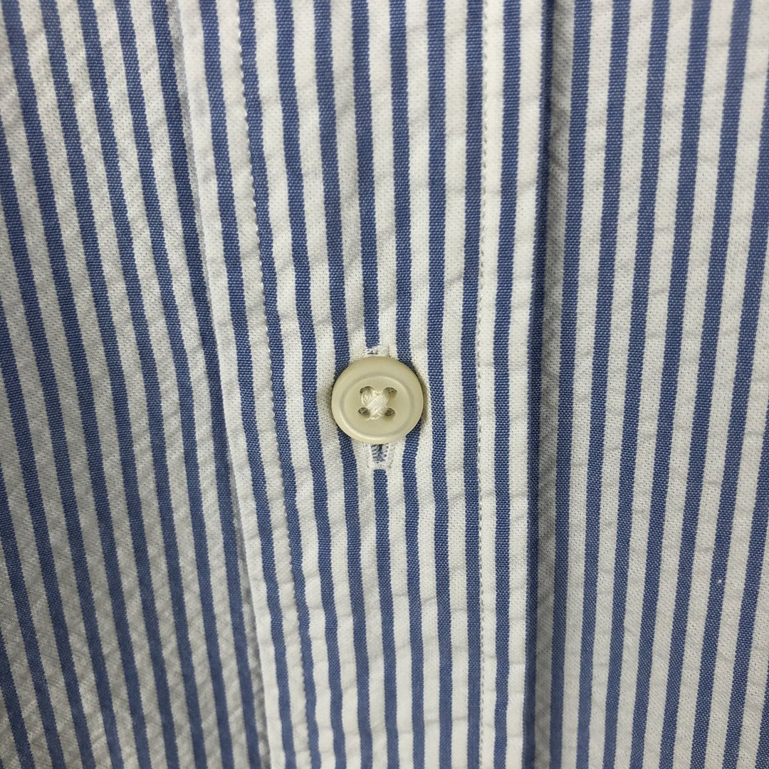 Ralph Lauren Classic Fit Seersucker Short Sleeve Button Down Striped Shirt Men's XL unclear blue type Vintage Second Hand