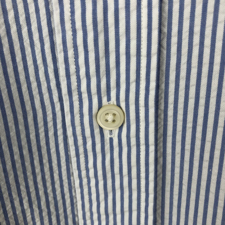 Ralph Lauren Classic Fit Seersucker Short Sleeve Button Down Striped Shirt Men's XL unclear blue type Vintage Second Hand