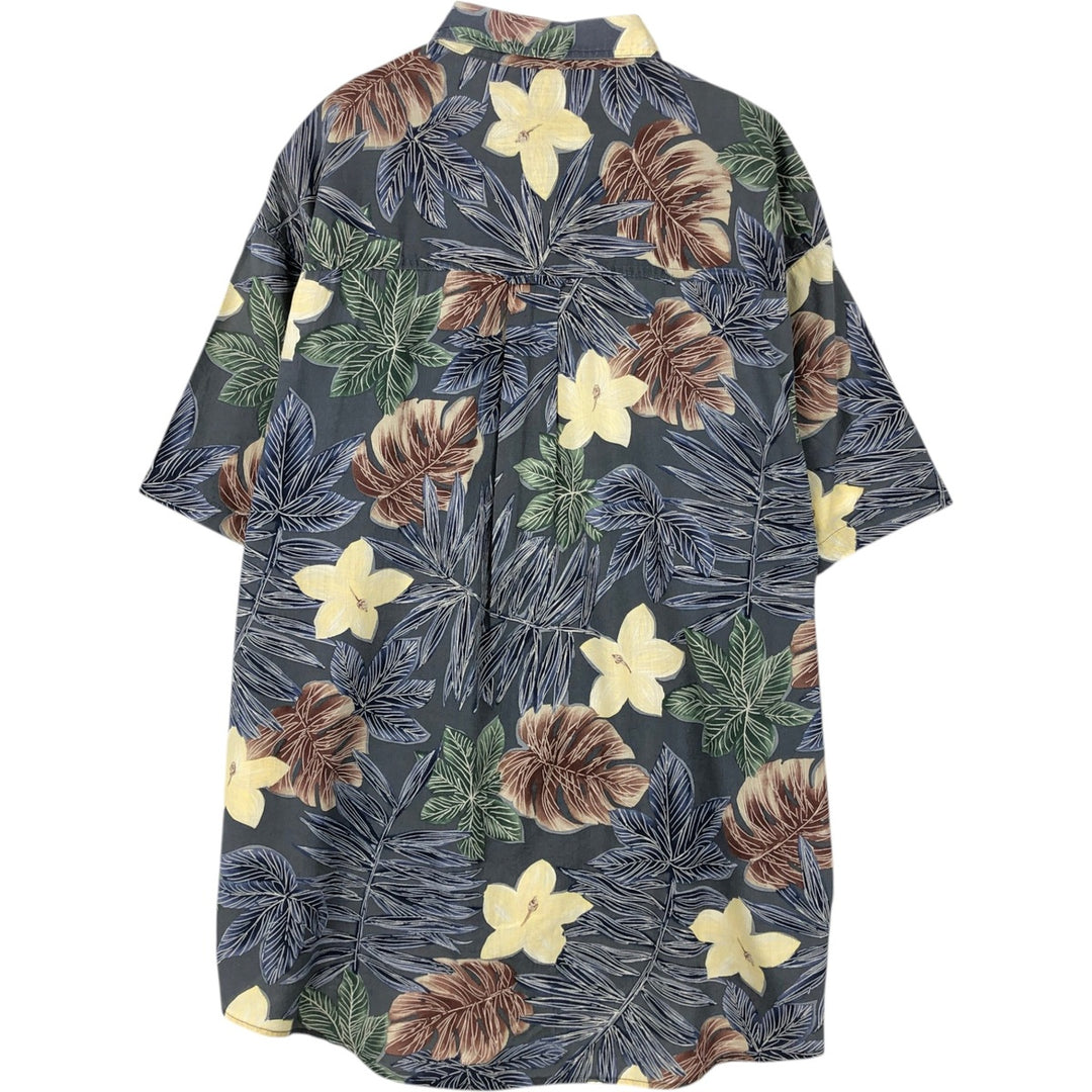 Ralph Lauren CHAPS all-over botanical pattern button-down Hawaiian Aloha shirt, men's size XL (approx.) cotton Charcoal Vintage Second Hand