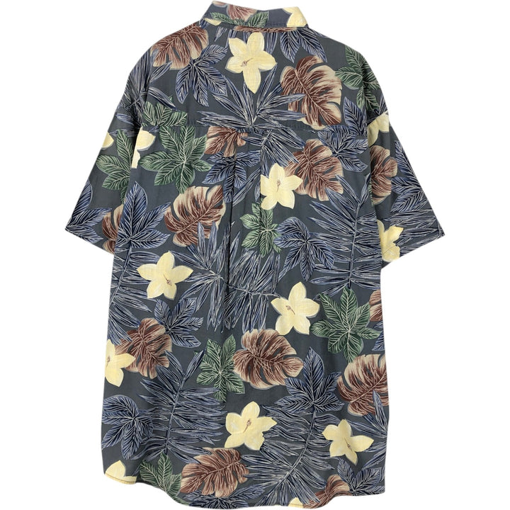 Ralph Lauren CHAPS all-over botanical pattern button-down Hawaiian Aloha shirt, men's size XL (approx.) cotton Charcoal Vintage Second Hand