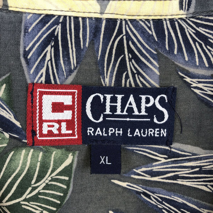 Ralph Lauren CHAPS all-over botanical pattern button-down Hawaiian Aloha shirt, men's size XL (approx.) cotton Charcoal Vintage Second Hand
