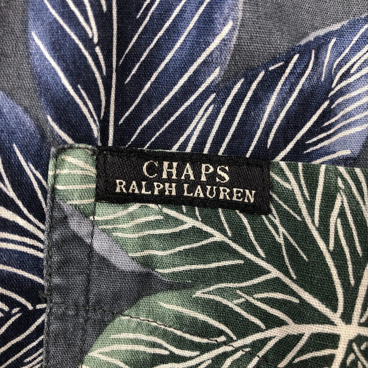 Ralph Lauren CHAPS all-over botanical pattern button-down Hawaiian Aloha shirt, men's size XL (approx.) cotton Charcoal Vintage Second Hand