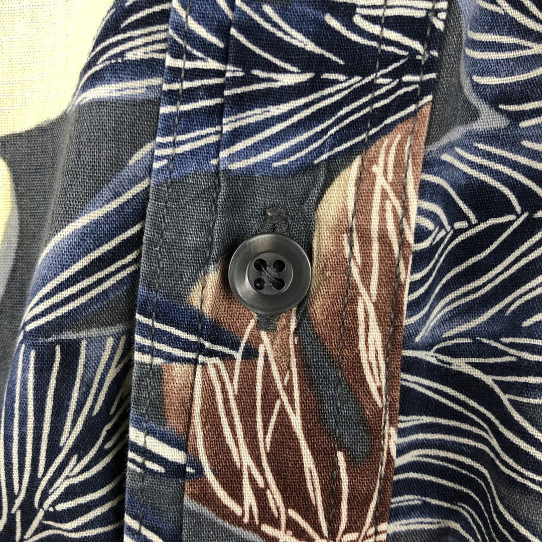 Ralph Lauren CHAPS all-over botanical pattern button-down Hawaiian Aloha shirt, men's size XL (approx.) cotton Charcoal Vintage Second Hand
