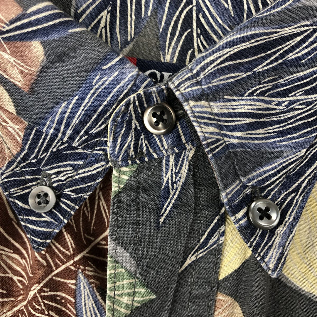 Ralph Lauren CHAPS all-over botanical pattern button-down Hawaiian Aloha shirt, men's size XL (approx.) cotton Charcoal Vintage Second Hand