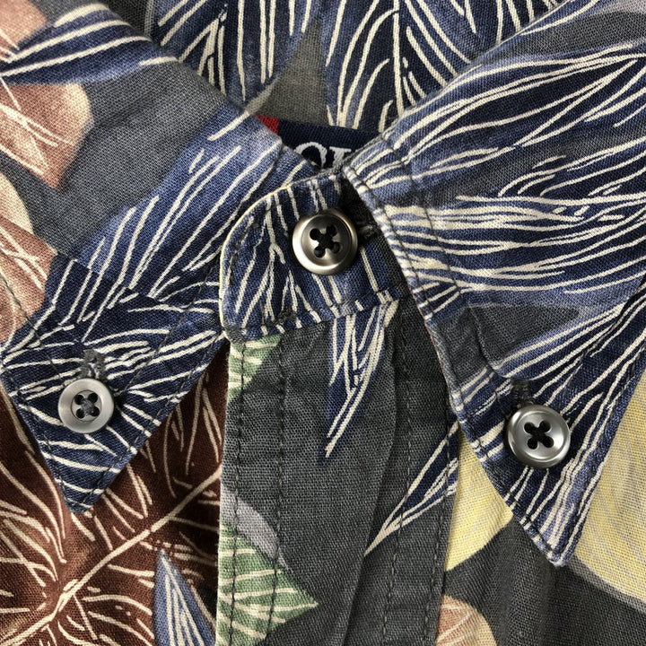 Ralph Lauren CHAPS all-over botanical pattern button-down Hawaiian Aloha shirt, men's size XL (approx.) cotton Charcoal Vintage Second Hand