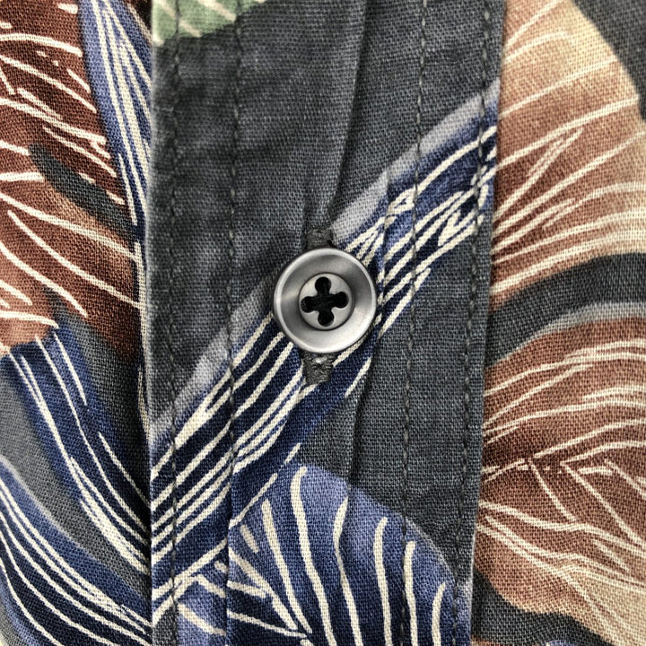 Ralph Lauren CHAPS all-over botanical pattern button-down Hawaiian Aloha shirt, men's size XL (approx.) cotton Charcoal Vintage Second Hand