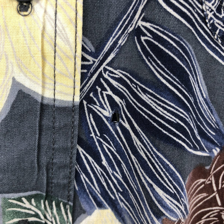 Ralph Lauren CHAPS all-over botanical pattern button-down Hawaiian Aloha shirt, men's size XL (approx.) cotton Charcoal Vintage Second Hand