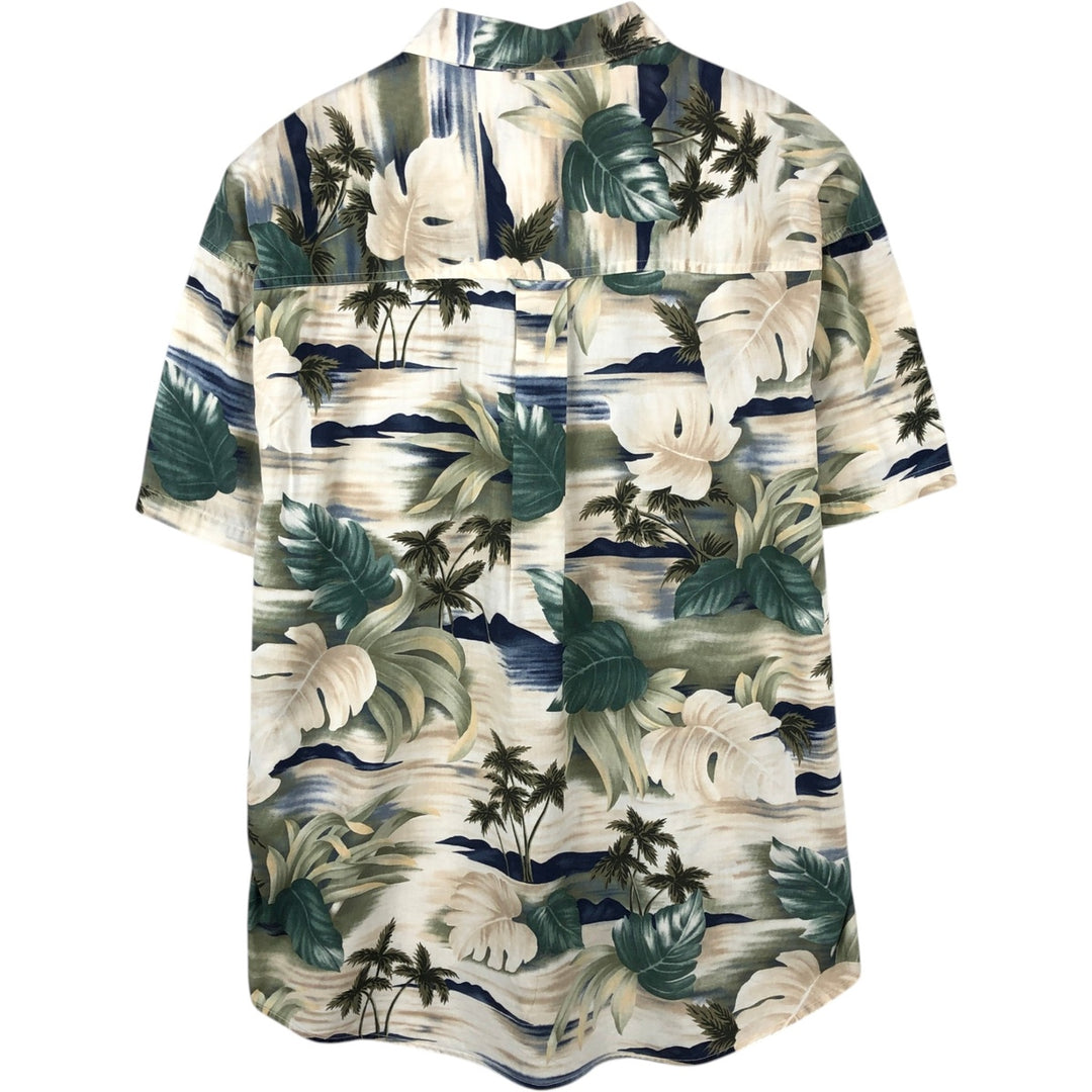 Ralph Lauren CHAPS all-over leaf pattern button-down Hawaiian Aloha shirt, men's size XL. cotton green type Vintage Second Hand