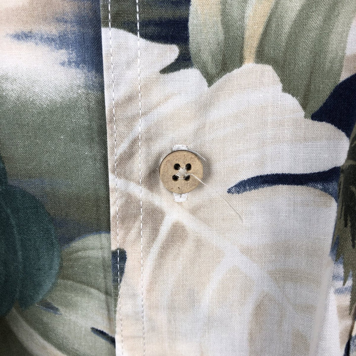 Ralph Lauren CHAPS all-over leaf pattern button-down Hawaiian Aloha shirt, men's size XL. cotton green type Vintage Second Hand