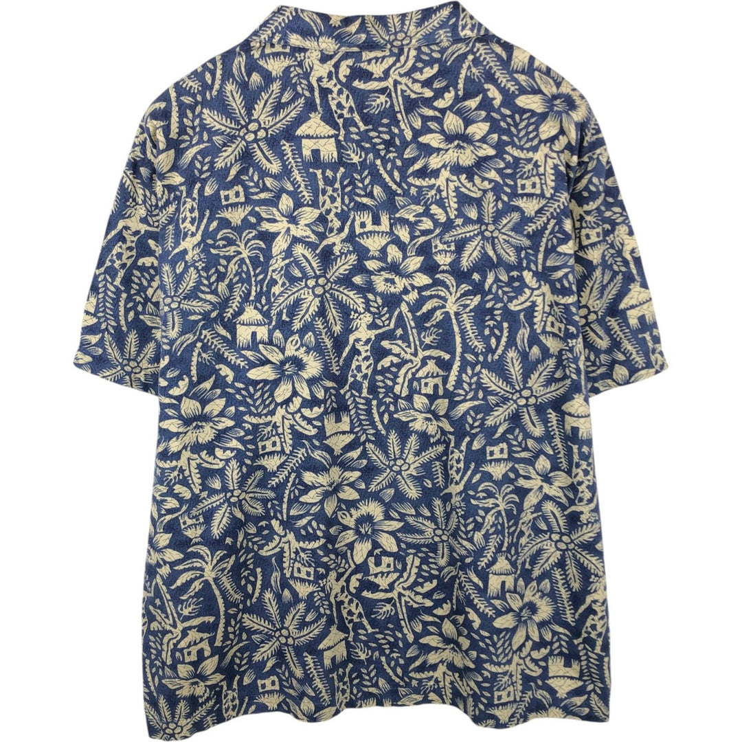 LLBean all-over print Hawaiian Aloha shirt, men's size XL equivalent, vintage. cotton blue type Vintage Second Hand