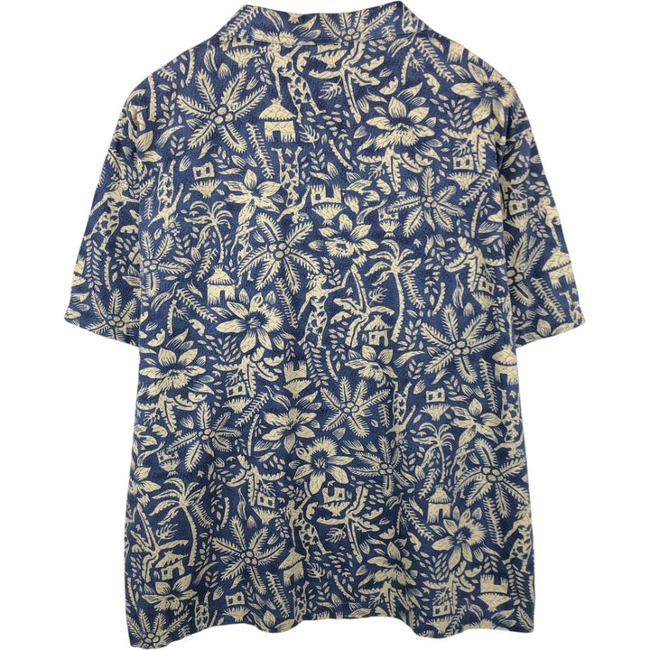 LLBean all-over print Hawaiian Aloha shirt, men's size XL equivalent, vintage. cotton blue type Vintage Second Hand