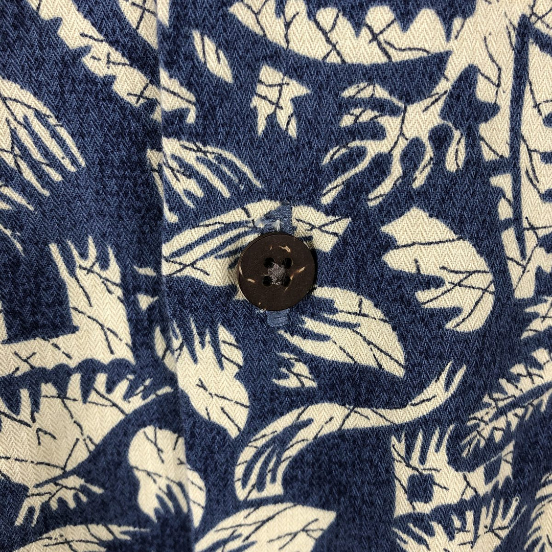 LLBean all-over print Hawaiian Aloha shirt, men's size XL equivalent, vintage. cotton blue type Vintage Second Hand
