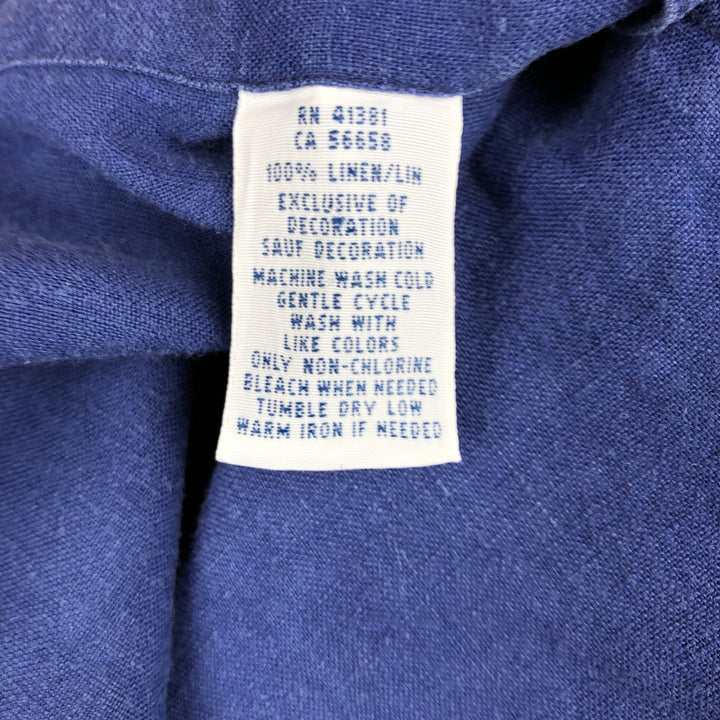 Ralph Lauren long sleeve linen button down shirt, men's size L linen blue type Vintage Second Hand