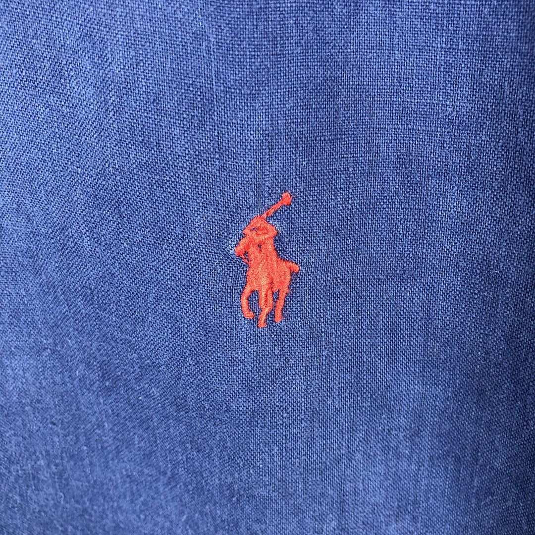 Ralph Lauren long sleeve linen button down shirt, men's size L linen blue type Vintage Second Hand