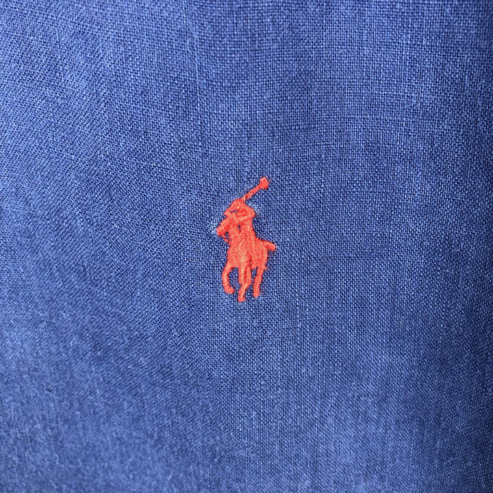 Ralph Lauren long sleeve linen button down shirt, men's size L linen blue type Vintage Second Hand