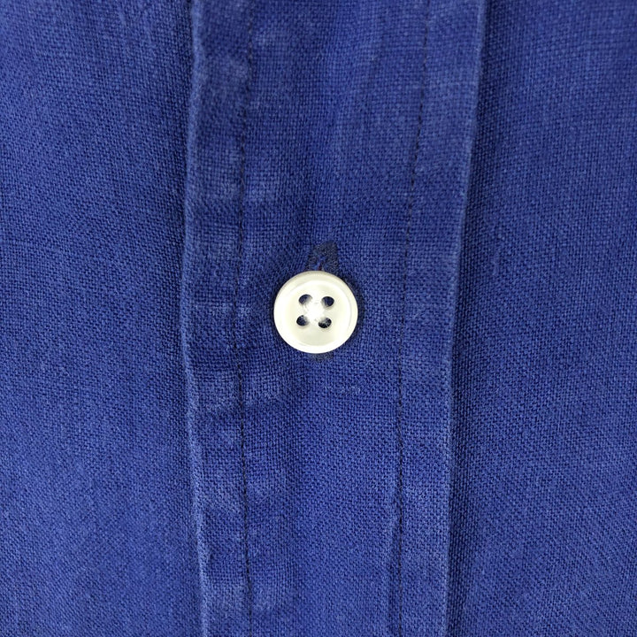 Ralph Lauren long sleeve linen button down shirt, men's size L linen blue type Vintage Second Hand