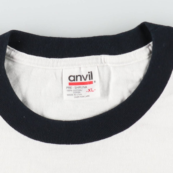 90'S Anvil Ringer T-shirt, Made in USA, Men's XL, Vintage cotton white type Vintage Second Hand