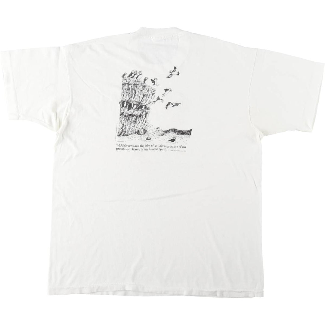 80'S Fruit of the Loom Bird Print Animal T-Shirt, Made in USA, Men's XL (approx.) Vintage cotton white type Vintage Second Hand
