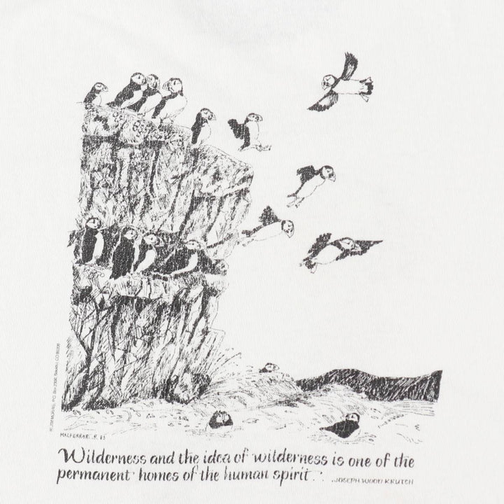 80'S Fruit of the Loom Bird Print Animal T-Shirt, Made in USA, Men's XL (approx.) Vintage cotton white type Vintage Second Hand