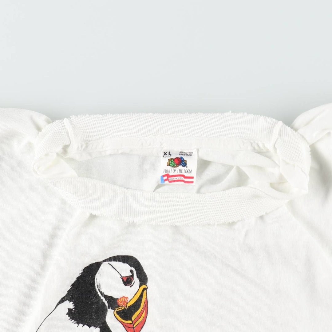 80'S Fruit of the Loom Bird Print Animal T-Shirt, Made in USA, Men's XL (approx.) Vintage cotton white type Vintage Second Hand