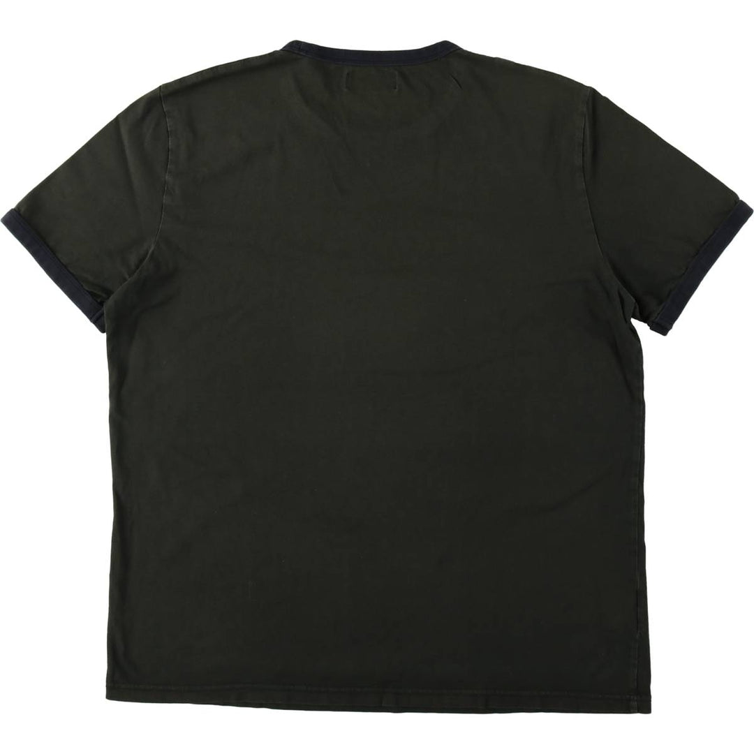 Fred Perry Ringer T-shirt, Men's Size XL (approx.) cotton Khaki type Vintage Second Hand