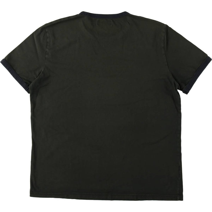 Fred Perry Ringer T-shirt, Men's Size XL (approx.) cotton Khaki type Vintage Second Hand