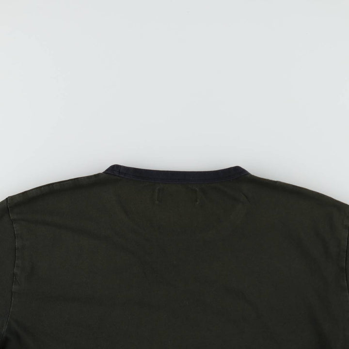 Fred Perry Ringer T-shirt, Men's Size XL (approx.) cotton Khaki type Vintage Second Hand