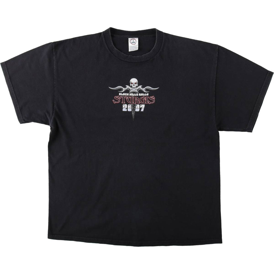 2000'S DELTA Skull Pattern Motorcycle T-Shirt, Men's Size XL (approx.) cotton black type Vintage Second Hand