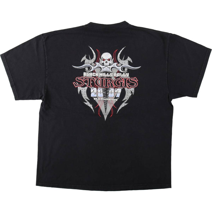 2000'S DELTA Skull Pattern Motorcycle T-Shirt, Men's Size XL (approx.) cotton black type Vintage Second Hand