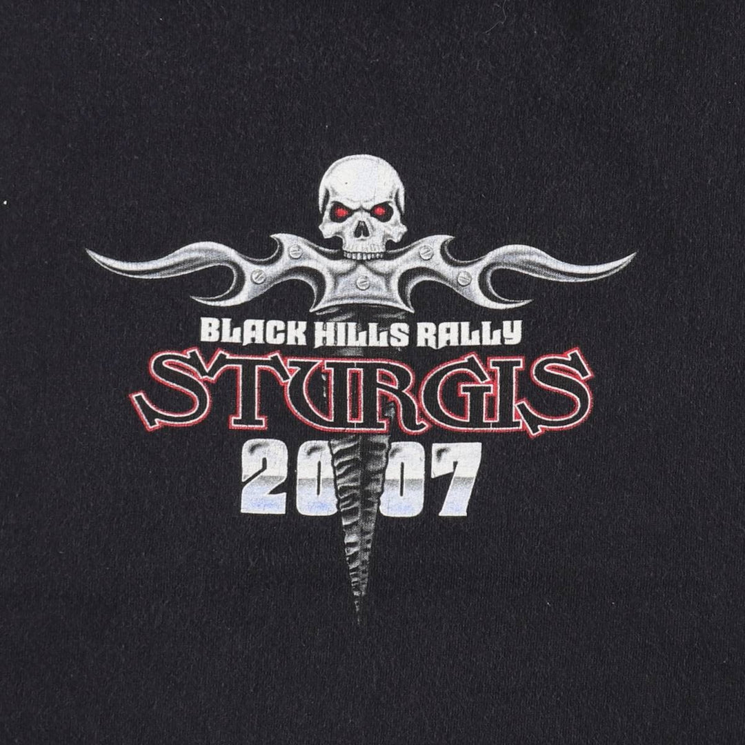 2000'S DELTA Skull Pattern Motorcycle T-Shirt, Men's Size XL (approx.) cotton black type Vintage Second Hand