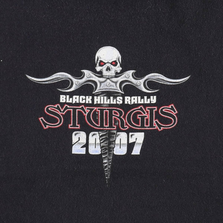 2000'S DELTA Skull Pattern Motorcycle T-Shirt, Men's Size XL (approx.) cotton black type Vintage Second Hand