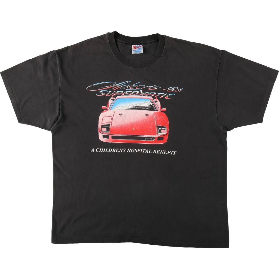 90'S Hanes Heavyweight Motorcycle T-Shirt, Men's XXL equivalent, Vintage cotton black type Vintage Second Hand
