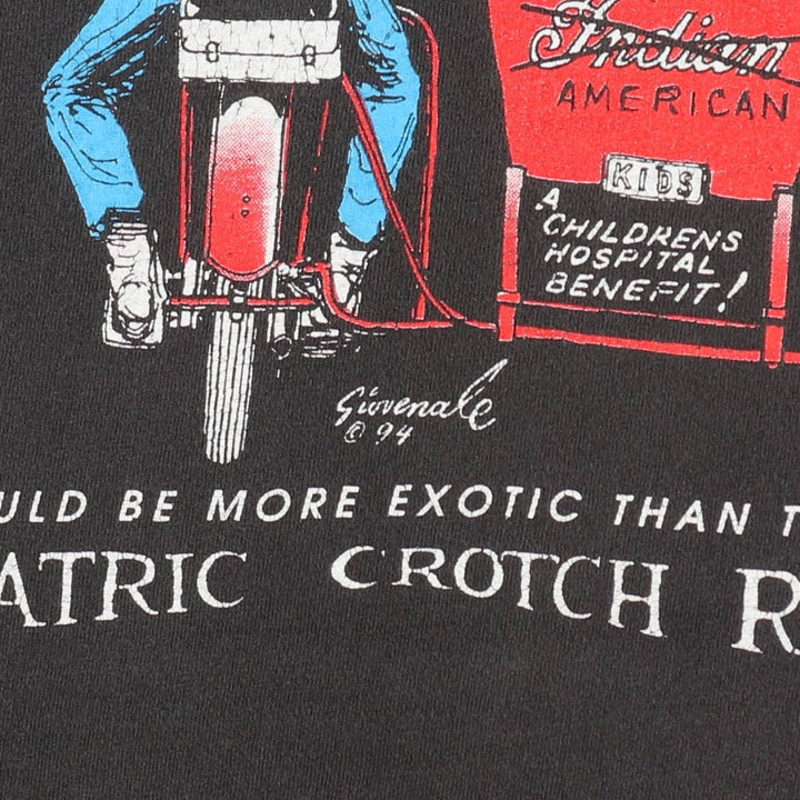 90'S Hanes Heavyweight Motorcycle T-Shirt, Men's XXL equivalent, Vintage cotton black type Vintage Second Hand