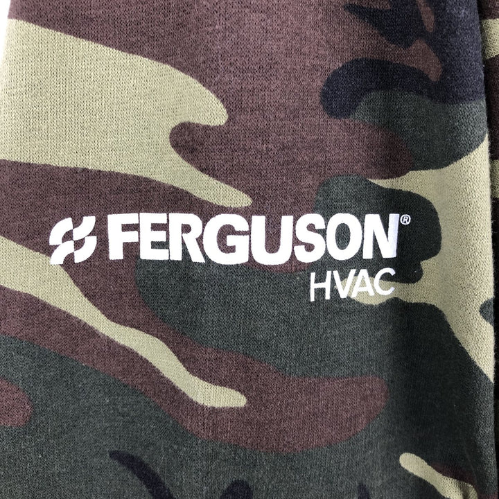 CODE FIVE Camouflage Pattern Woodland Camo Sweat Pullover Hoodie, Men's XL (approx.) cotton Khaki type sage green Vintage Second Hand