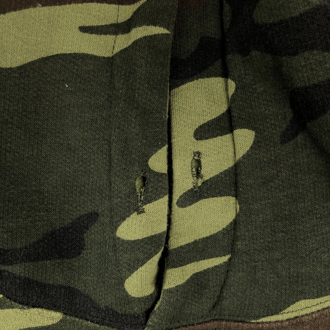 CODE FIVE Camouflage Pattern Woodland Camo Sweat Pullover Hoodie, Men's XL (approx.) cotton Khaki type sage green Vintage Second Hand
