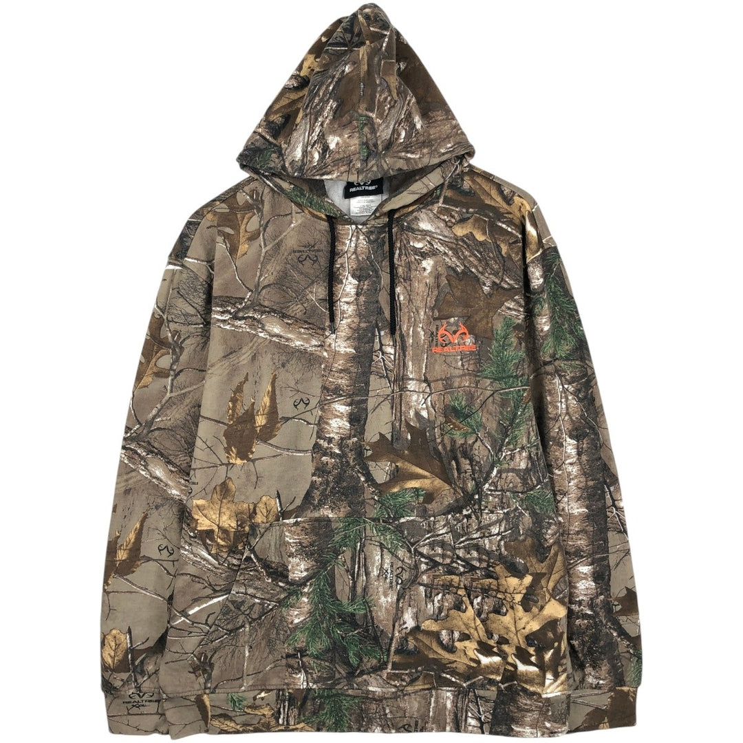 REALTREE Camouflage Pattern Sweatshirt Pullover Hoodie (Men's Size M) cotton Khaki type beige Vintage Second Hand