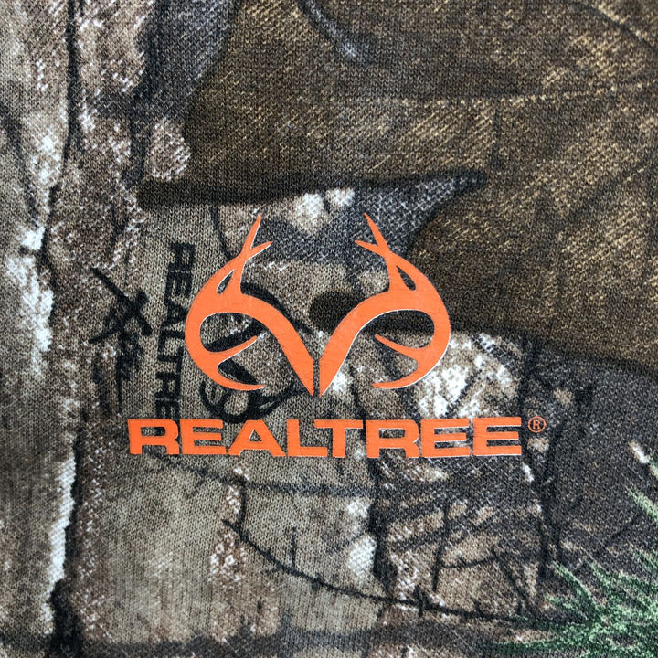 REALTREE Camouflage Pattern Sweatshirt Pullover Hoodie (Men's Size M) cotton Khaki type beige Vintage Second Hand