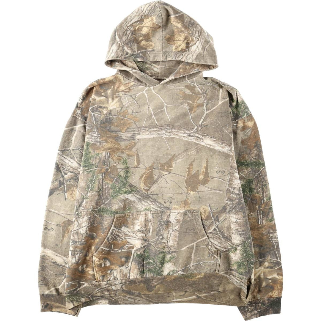 REALTREE Camouflage Pattern Sweatshirt Pullover Hoodie (Men's Size L) cotton Khaki type beige Vintage Second Hand