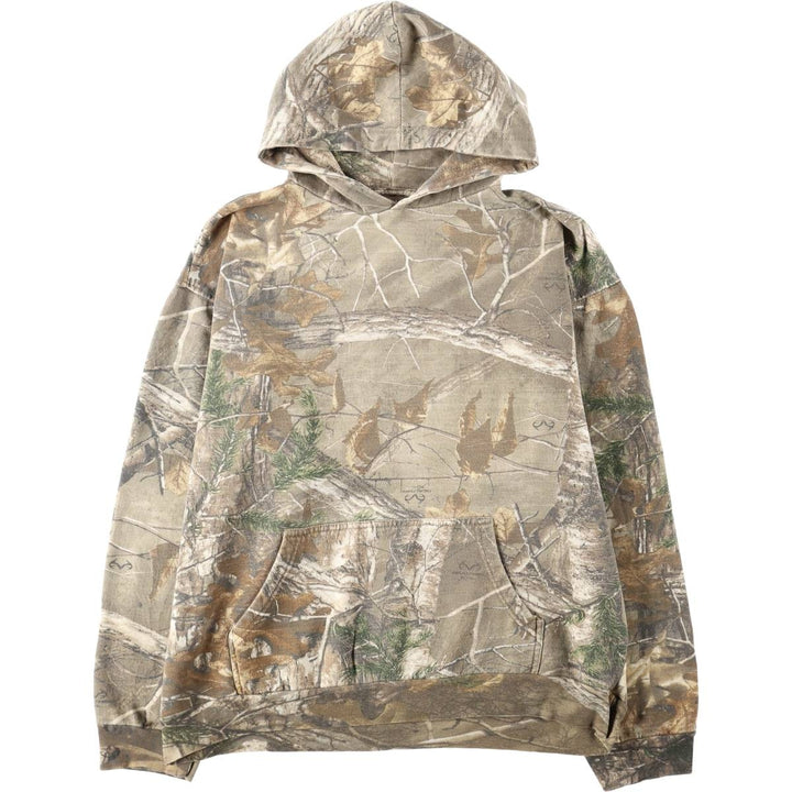 REALTREE Camouflage Pattern Sweatshirt Pullover Hoodie (Men's Size L) cotton Khaki type beige Vintage Second Hand
