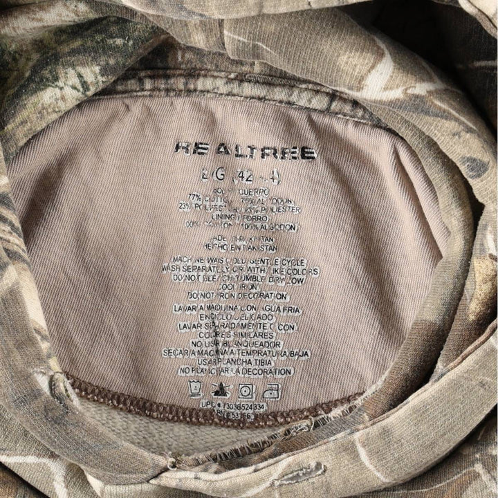 REALTREE Camouflage Pattern Sweatshirt Pullover Hoodie (Men's Size L) cotton Khaki type beige Vintage Second Hand