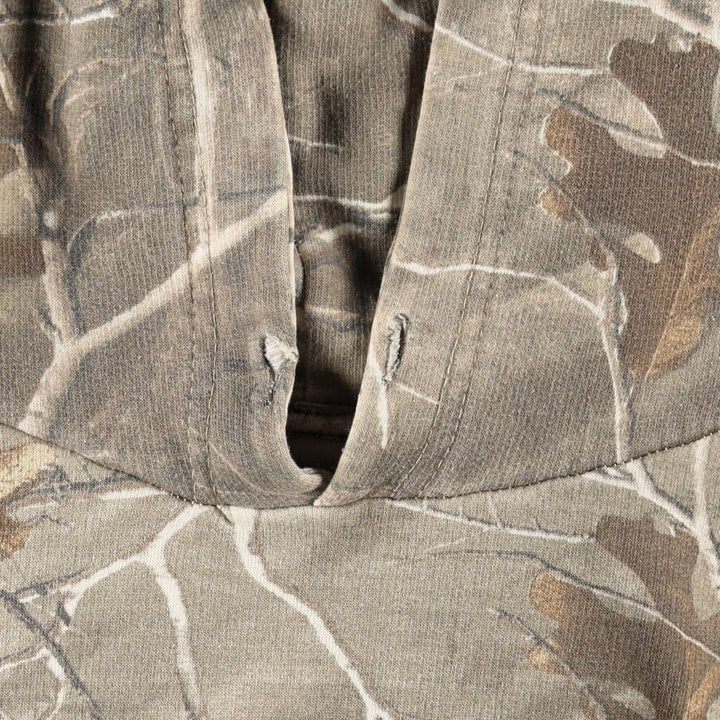 REALTREE Camouflage Pattern Sweatshirt Pullover Hoodie (Men's Size L) cotton Khaki type beige Vintage Second Hand