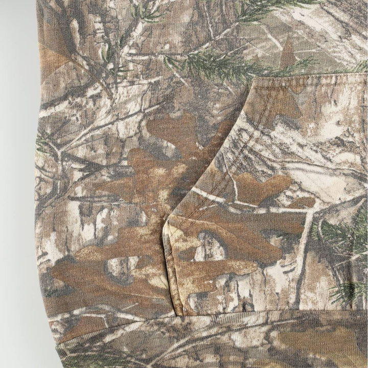 REALTREE Camouflage Pattern Sweatshirt Pullover Hoodie (Men's Size L) cotton Khaki type beige Vintage Second Hand
