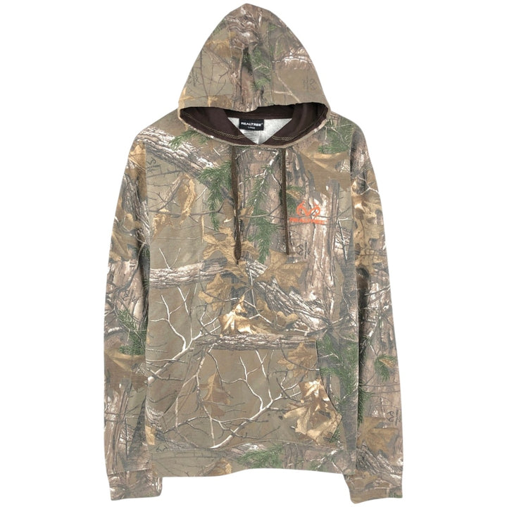 REALTREE Camouflage Pattern Sweatshirt Pullover Hoodie (Men's Size L) cotton Khaki type brown Vintage Second Hand