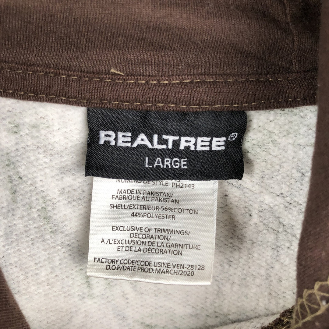 REALTREE Camouflage Pattern Sweatshirt Pullover Hoodie (Men's Size L) cotton Khaki type brown Vintage Second Hand