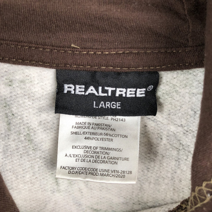 REALTREE Camouflage Pattern Sweatshirt Pullover Hoodie (Men's Size L) cotton Khaki type brown Vintage Second Hand